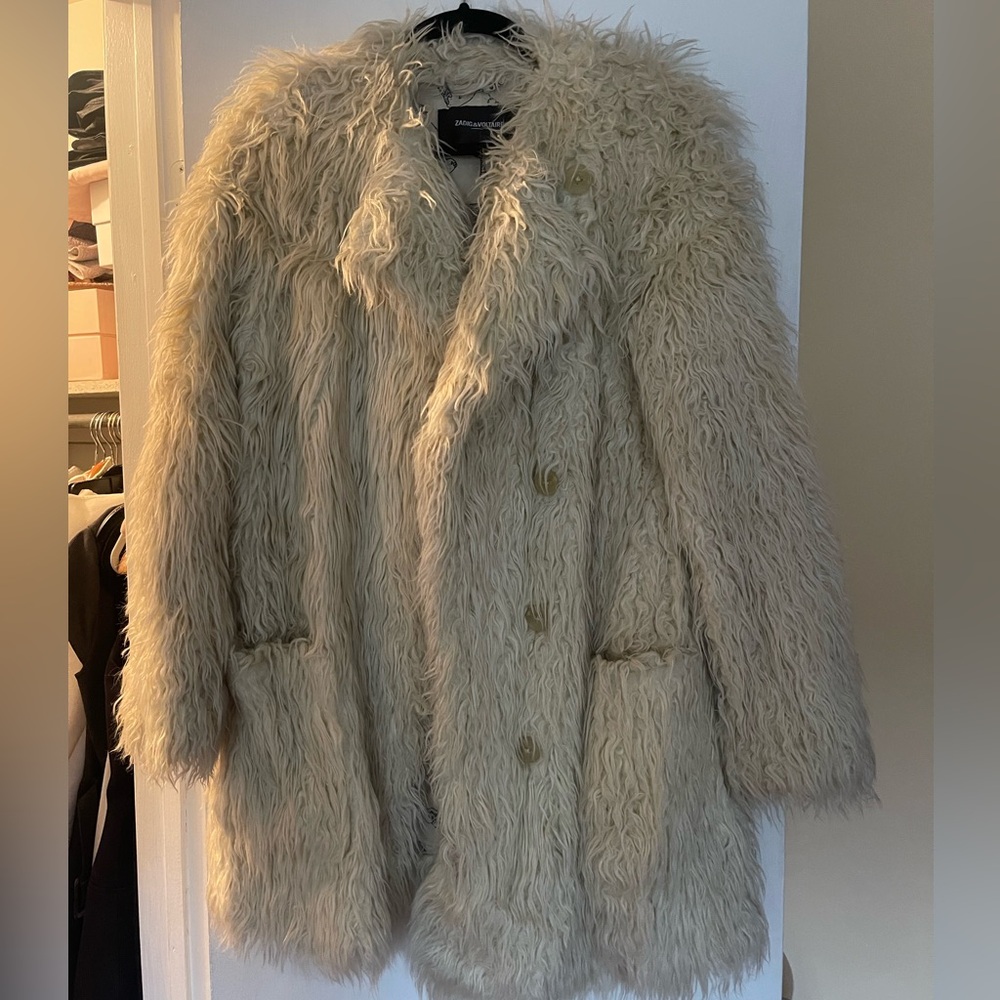 Zadig & Voltaire Off-White Faux Fur Jacket